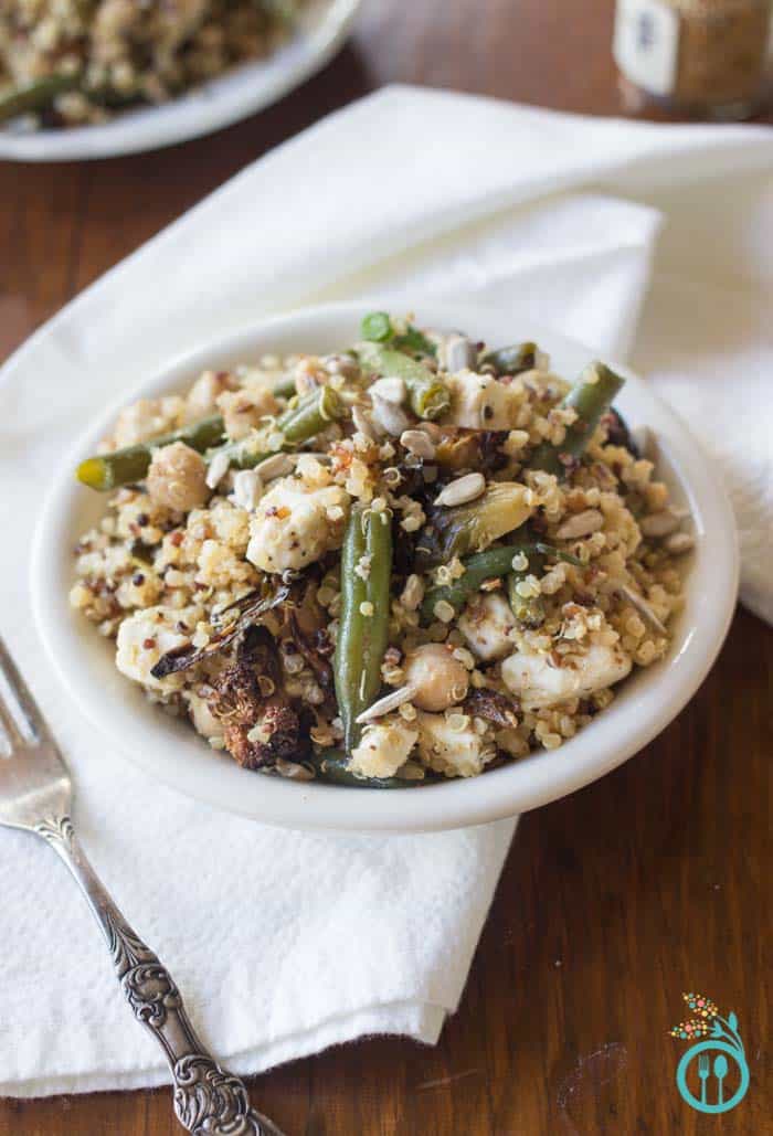 Healthy Thanksgiving Quinoa Salad Recipe with Roasted Veggies and a Toasted Spice Vinaigrette