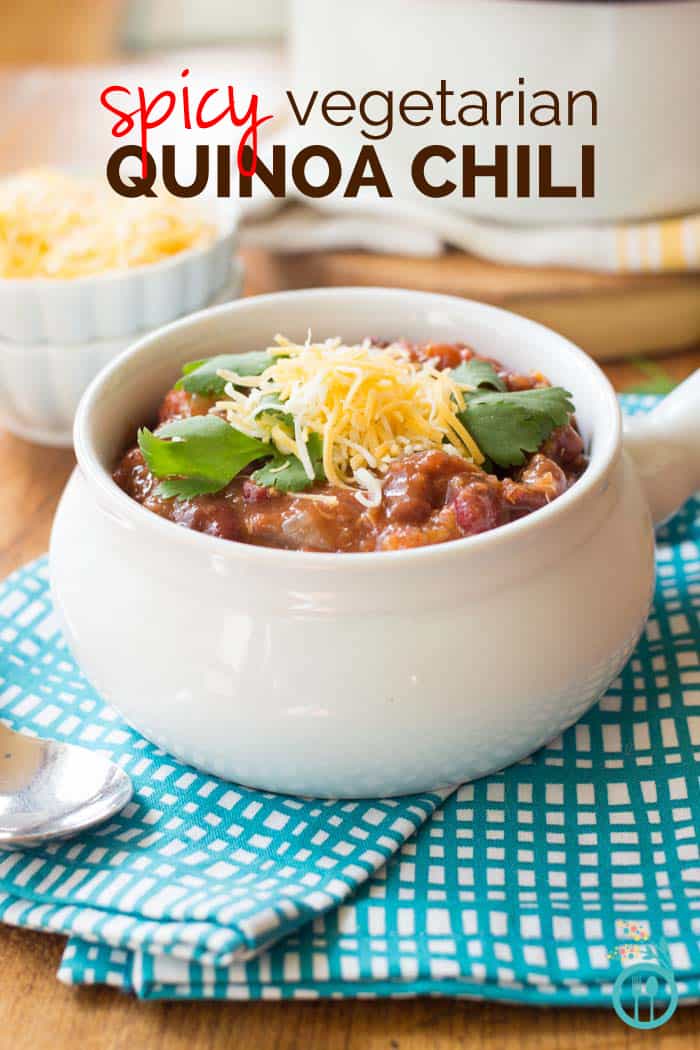 Slow Cooker Spicy Vegetarian Quinoa Chili made - the perfect meal to cure those winter blues