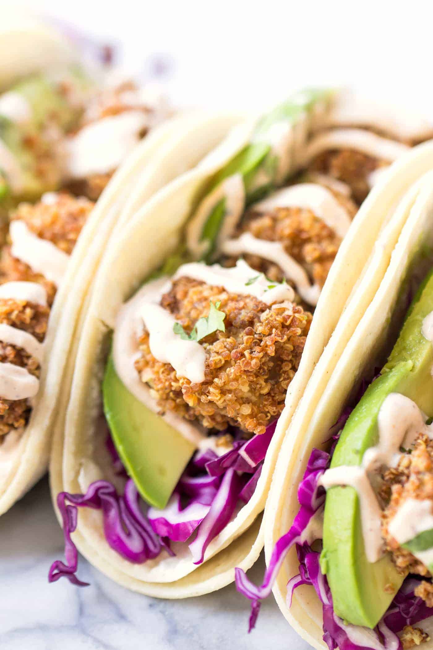 Crispy Tofu Tacos with Vegan Lime Crema - Simply Quinoa 