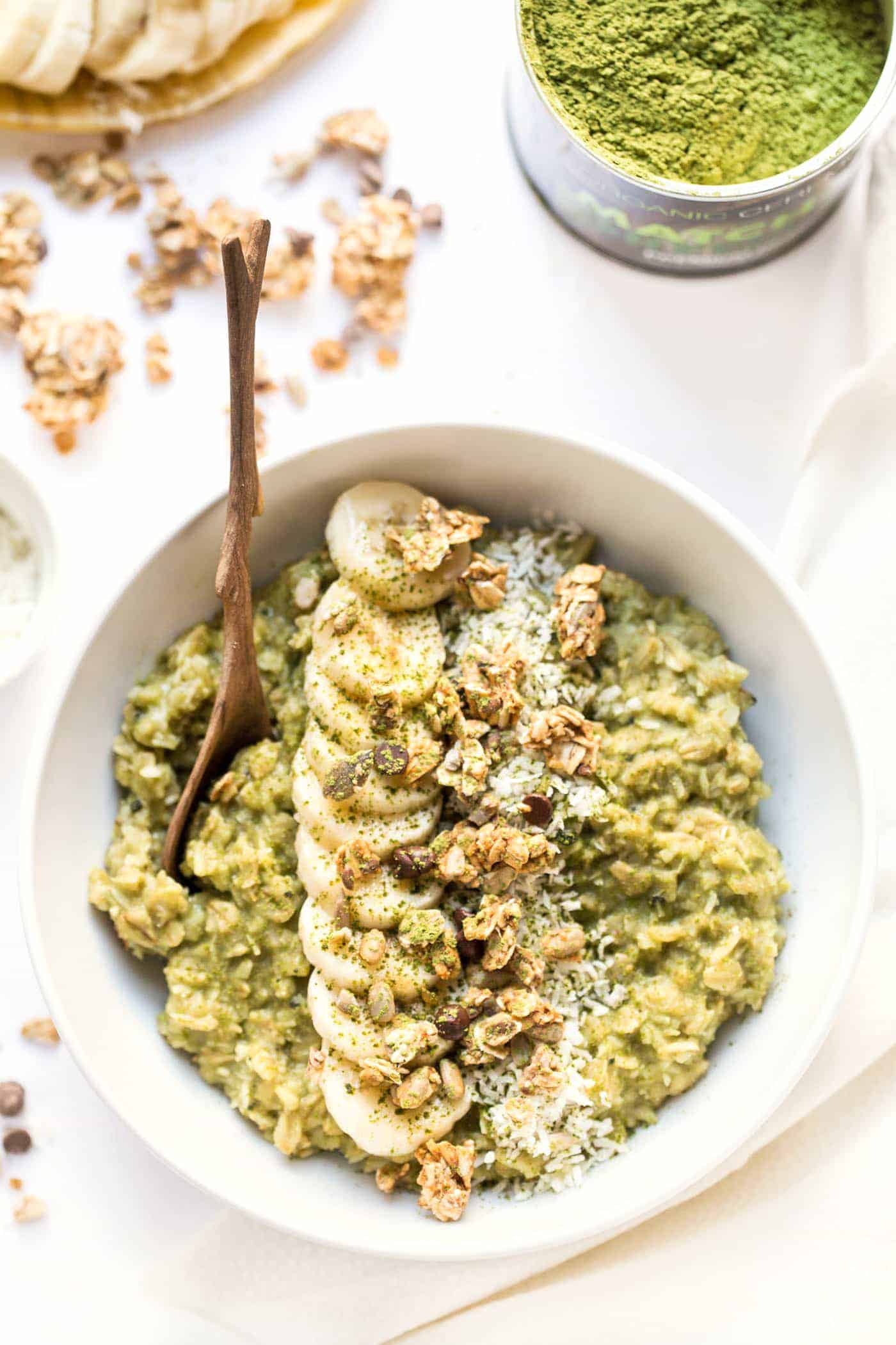 creamy coconut matcha oatmeal simply quinoa