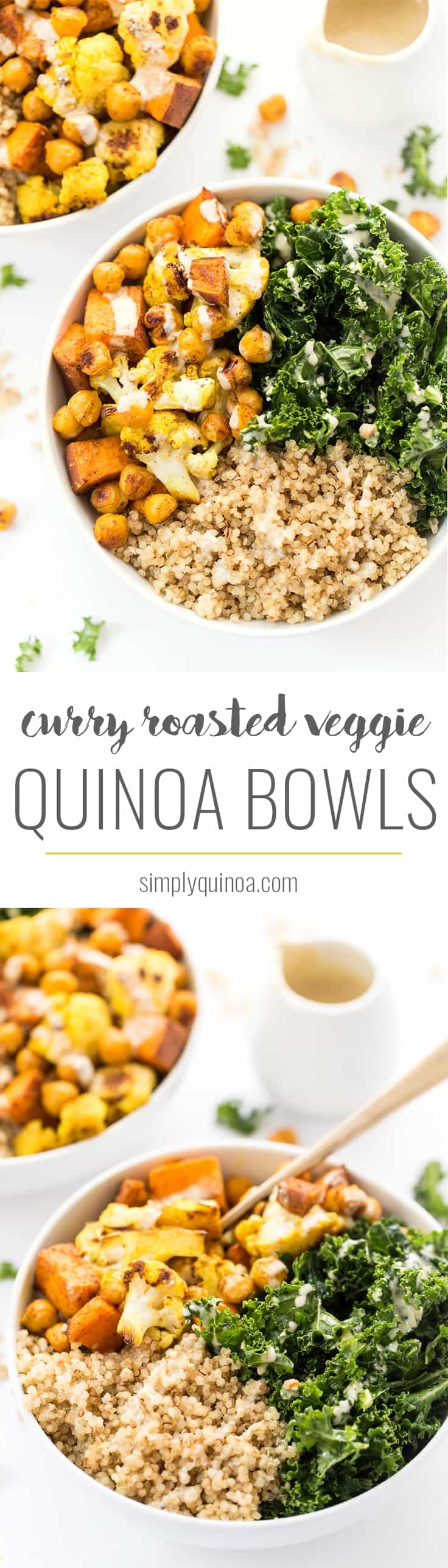 These HEALTHY curry roasted vegetable quinoa bowls are the perfect meal - easy to make, packed with protein, filled with veggies and amazing flavors from the spices!