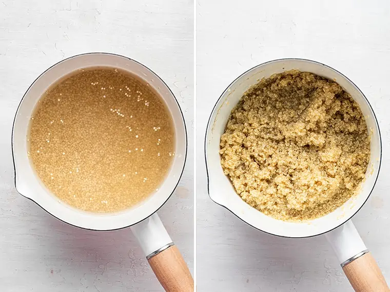 Quinoa in a pot for flourless dark chocolate cake