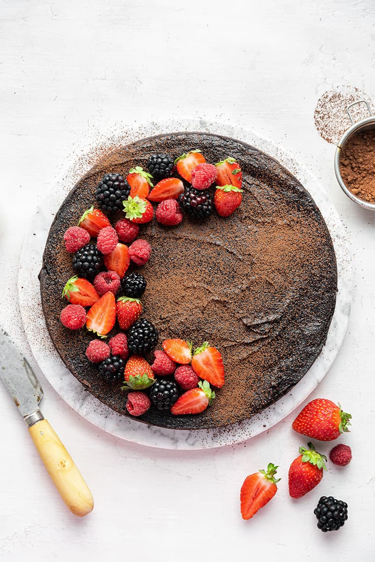 A flourless dark chocolate cake