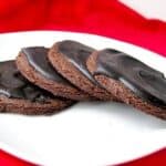 Chocolate buckwheat cookies with chocolate frosting.