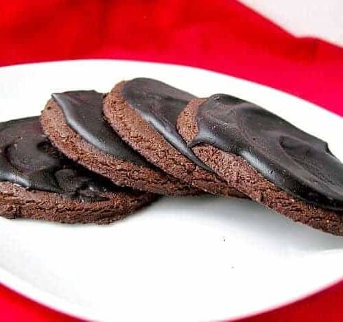 Chocolate buckwheat cookies with chocolate frosting.