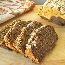 Cocoa-Beet Quick Bread slices on a cutting board.