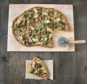 Quinoa pizza with cashew ricotta cheese.