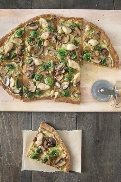 Quinoa pizza with cashew ricotta cheese.