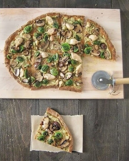 Quinoa pizza with cashew ricotta cheese.