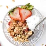 balsamic strawberry & rhubarb crisp with a health oatmeal topping