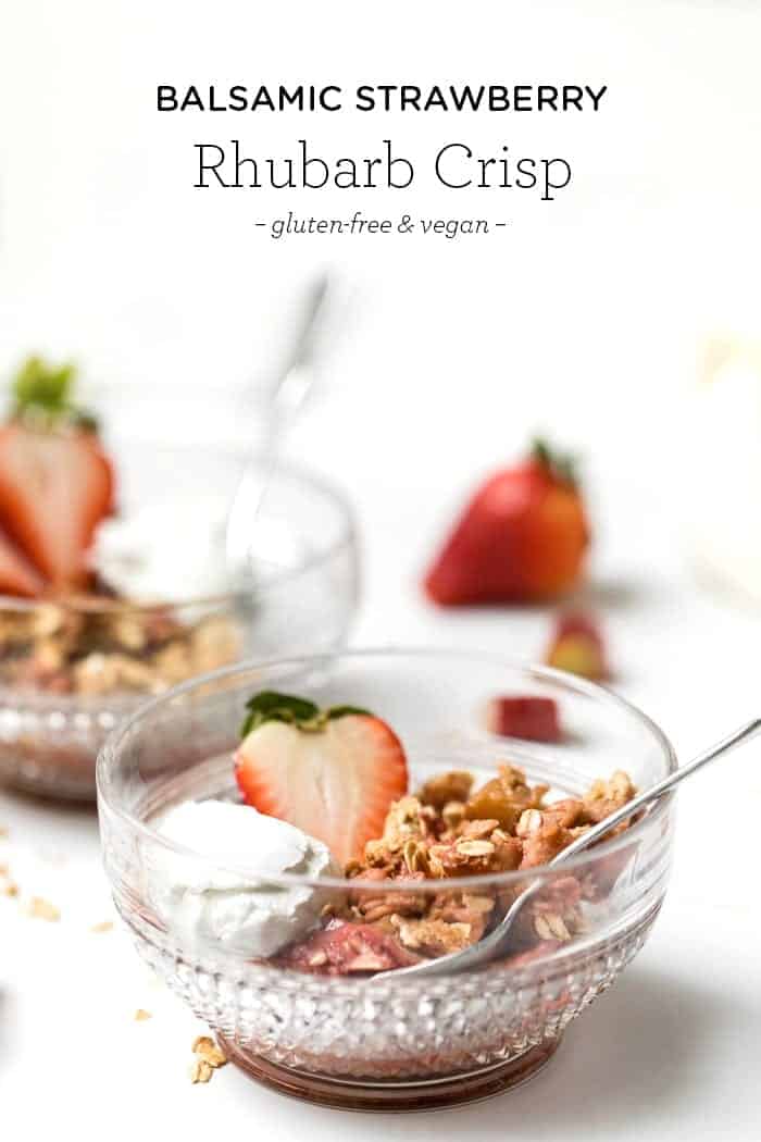 vegan strawberry rhubarb crisp with a healthy oatmeal topping