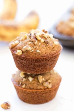 These gluten-free Banana Bread Muffins are soft and fluffy, making the PERFECT morning treat!