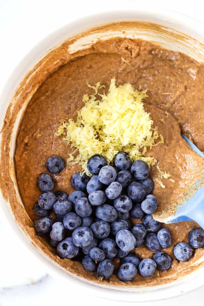 How to make the MOST DELICIOUS gluten-free lemon blueberry coffee cake with wholesome ingredients and non-dairy milk!