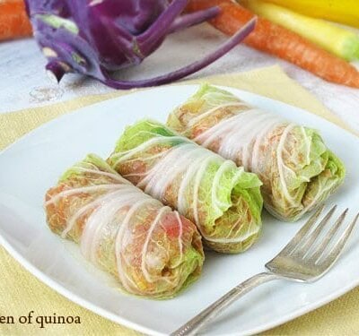 Stuffed cabbage rolls on a plate.
