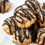 Stack of quinoa coconut macaroons on plate