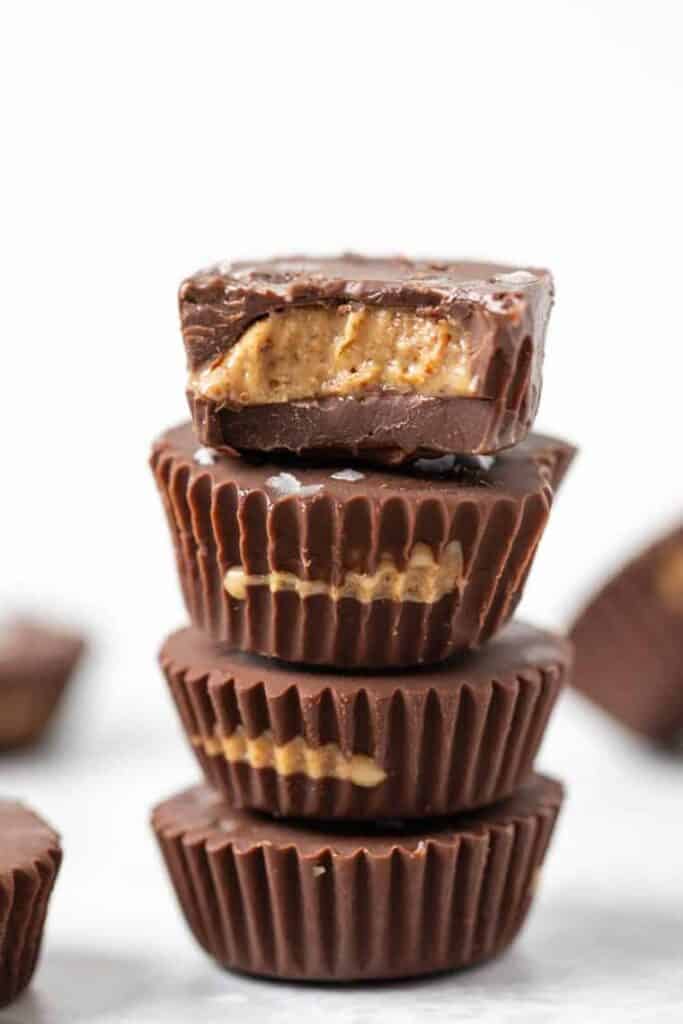 Bite of Dark Chocolate Almond Butter Cup