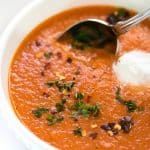 Roasted Red Pepper + Tomato Quinoa Soup -- ready in 30 minutes, hearty, healthy and delicious! [vegan + gluten-free]