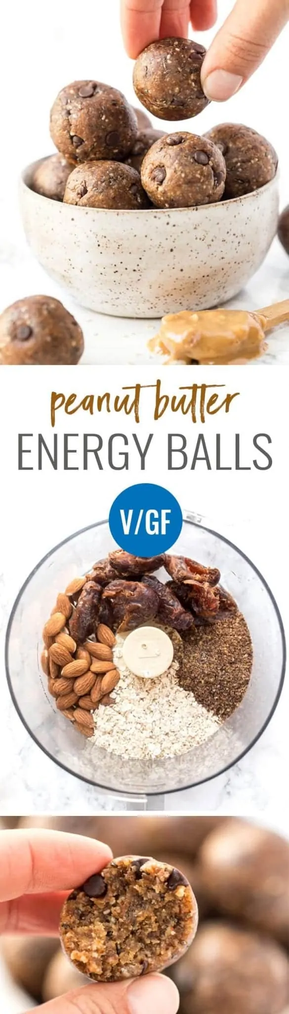 peanut butter energy ball recipe with dates, oats and chocolate chips