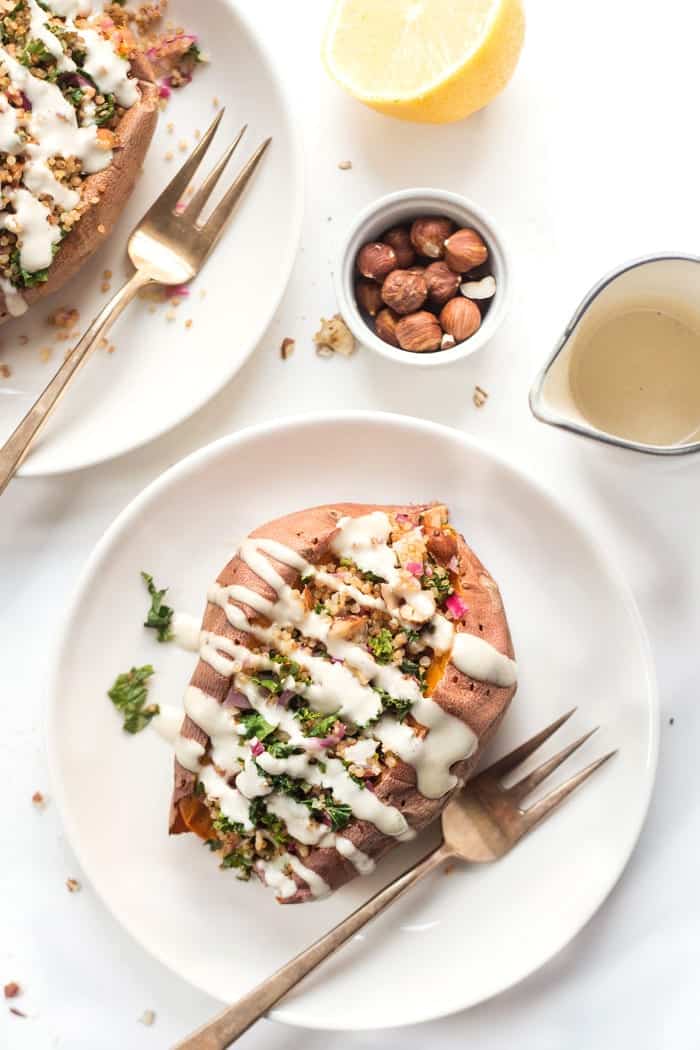 Quinoa Stuffed Sweet Potatoes with Kale Tahini Quinoa Stuffed Sweet Potatoes with Kale Tahini