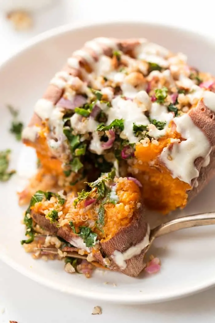 stuffed sweet potatoes with kale and quinoa