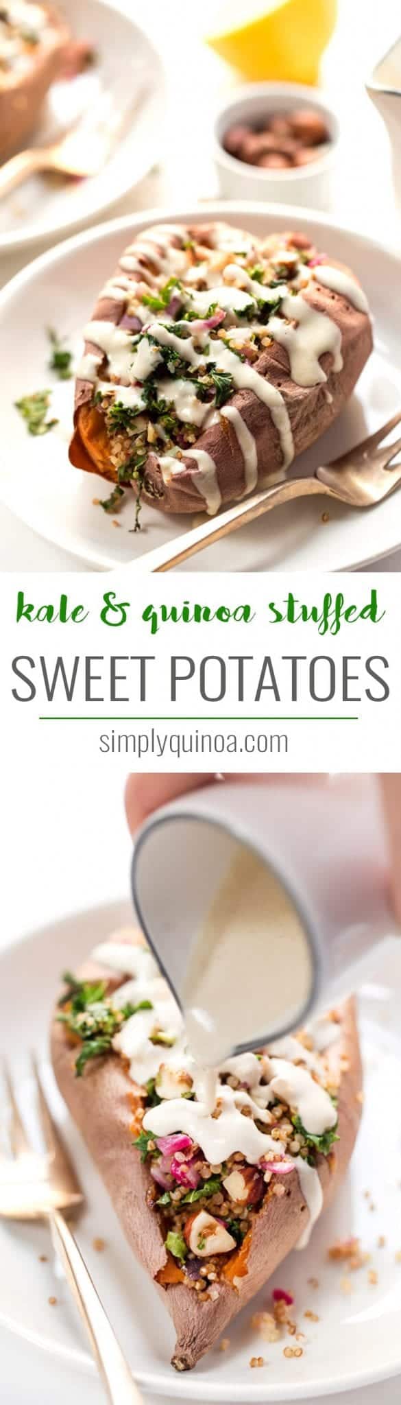 quinoa stuffed sweet potatoes with kale for pinterest