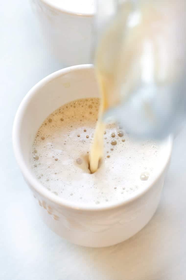 Pouring a Green Tea Latte