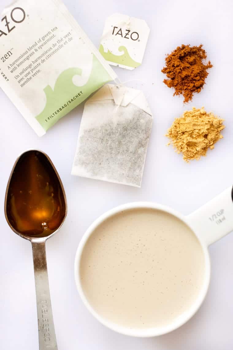 Ingredients for Green Tea Latte