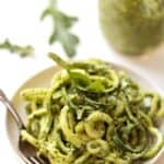 raw zucchini noodles with lime arugula pesto