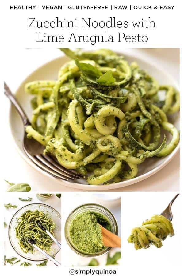 Zucchini Noodles with Vegan Lime Arugula Pesto 