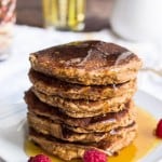 Stack of applesauce oatmeal pancakes.