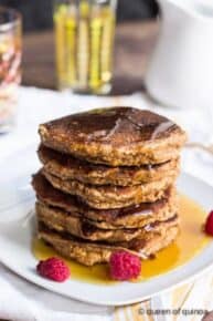 Stack of applesauce oatmeal pancakes.