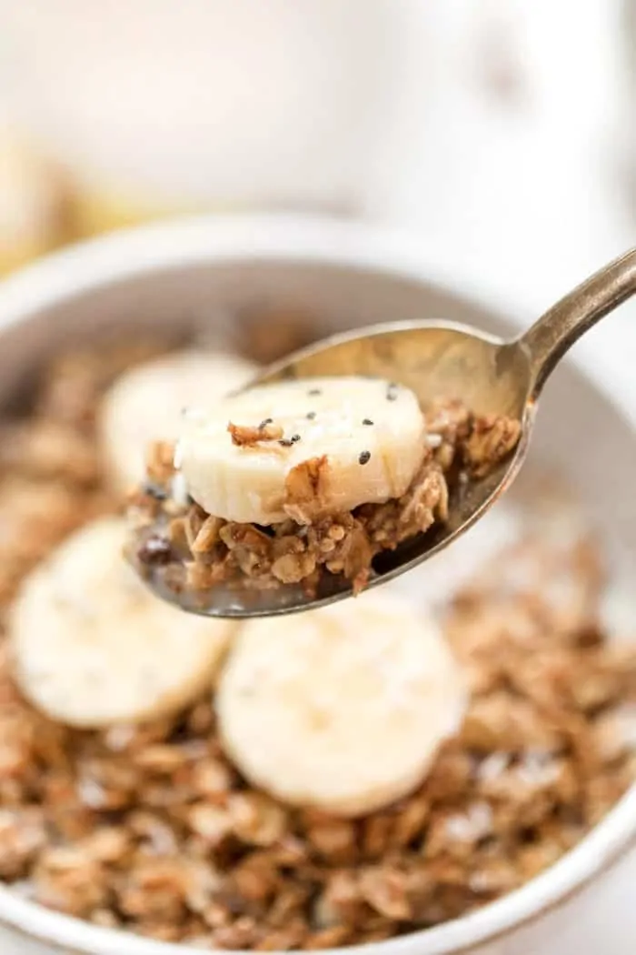 healthy vegan granola recipe with peanut butter and banana