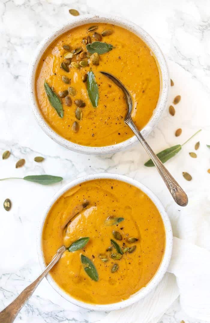Creamy Pumpkin Soup with Roasted Vegetables