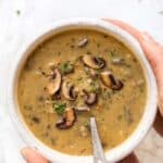 creamy coconut mushroom quinoa soup