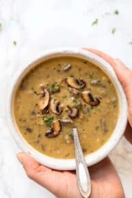 creamy coconut mushroom quinoa soup