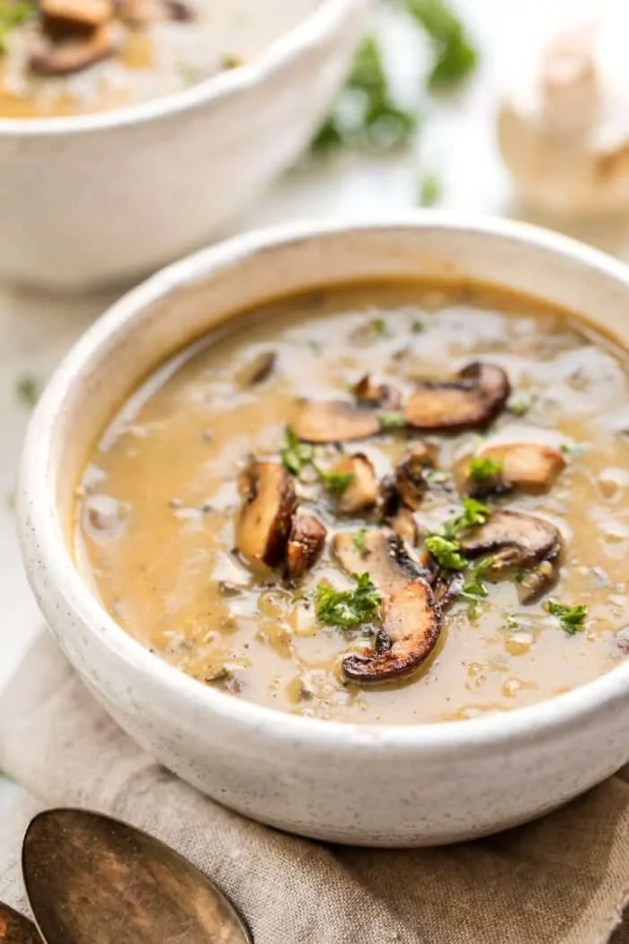 creamy coconut mushroom quinoa soup
