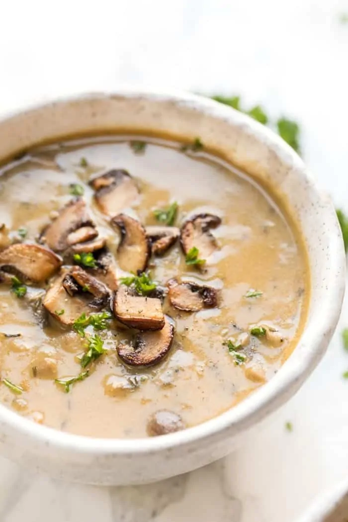 creamy coconut & mushroom quinoa soup