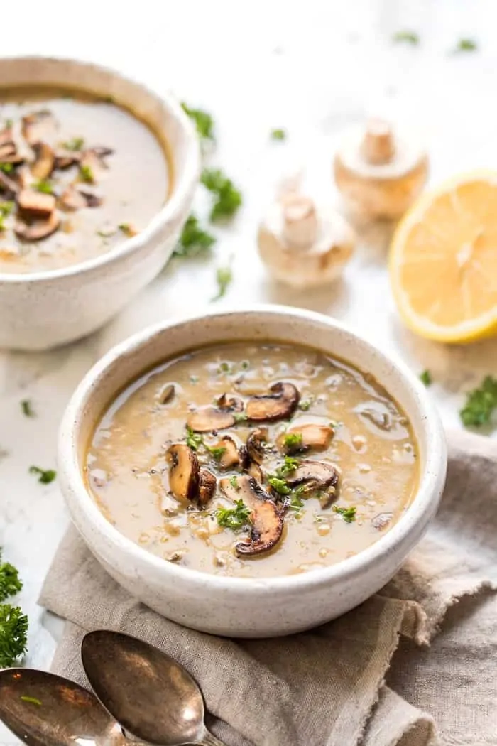 creamy coconut & mushroom quinoa soup