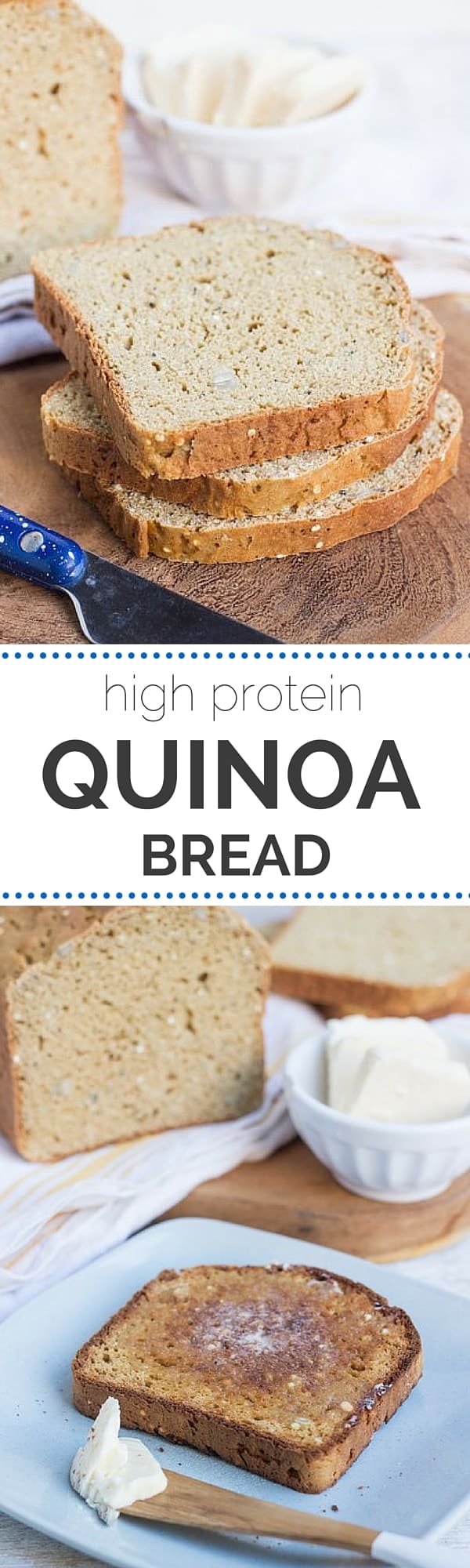 High Protein Quinoa Bread Recipe made with #quinoaflour and chickpea flour, this bread is perfection.