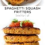 Pinterest title image for Spaghetti Squash Fritters.