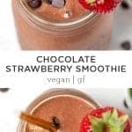 Pinterest title image for Chocolate Strawberry Smoothie.