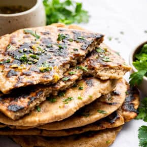 Stack of homemade gluten-free naan