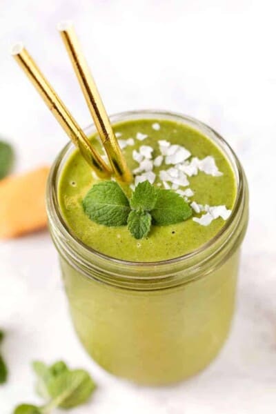 Green Melon Smoothie Recipe in jar