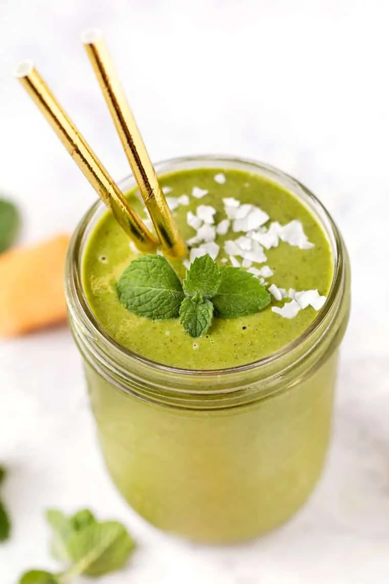Green Melon Smoothie Recipe in jar