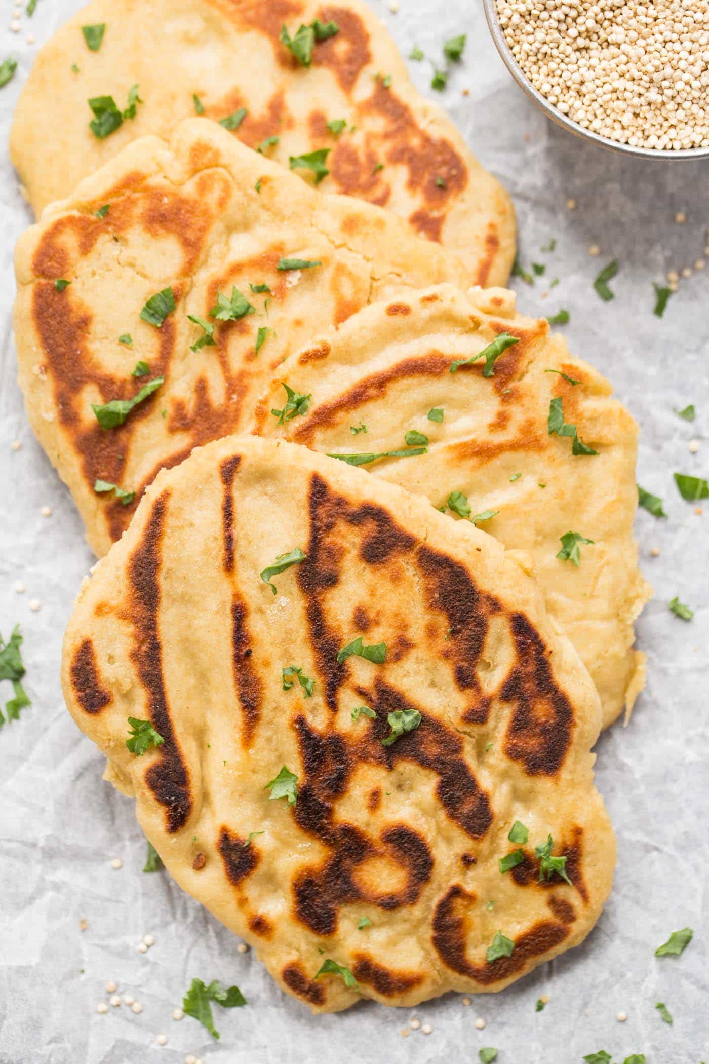 The perfect gluten-free naan bread made with high-protein quinoa flour!