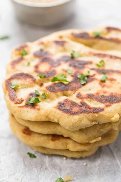Stack of homemade gluten-free naan