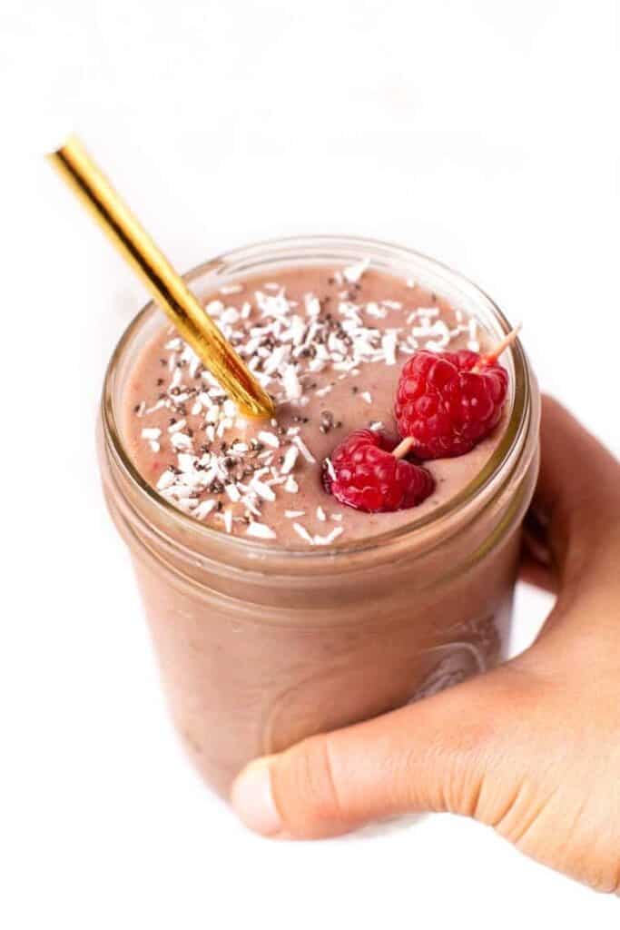 Raspberry Smoothie in a Jar