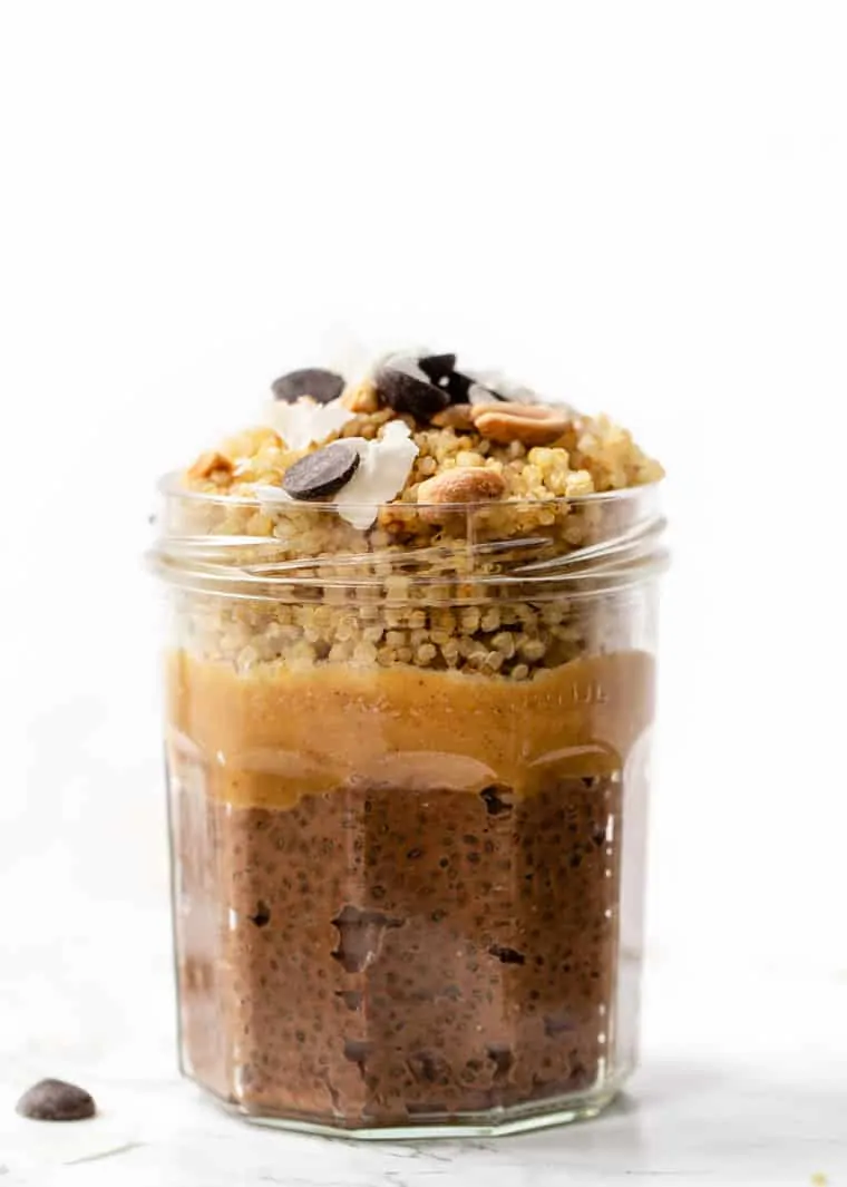 Chocolate Peanut Butter Quinoa Breakfast Parfait