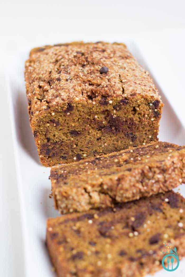 Pumpkin Quinoa Bread with Chocolate Chips via simplyquinoa.com