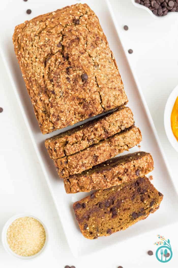 Pumpkin Chocolate Chip Quinoa Bread via simplyquinoa.com
